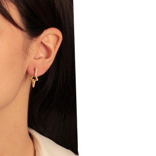 Ασημένια επίχρυσα σκουλαρίκια huggies Αστέρια