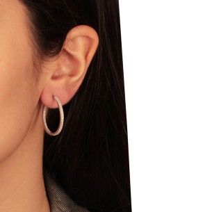 Ασημένια σκουλαρίκια tennis huggies Κρίκοι 26.00mm