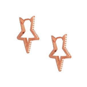 Ασημένια ρόζ επιχρυσωμένα σκουλαρίκια Αστέρια