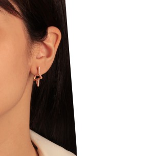 Ασημένια ρόζ επιχρυσωμένα σκουλαρίκια Αστέρια