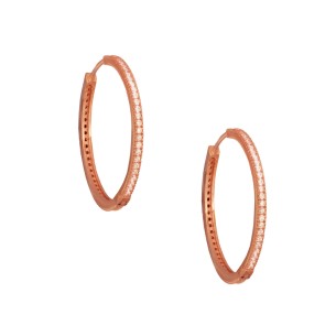 Ασημένια ρόζ σκουλαρίκια tennis huggies Κρίκοι 26.00mm