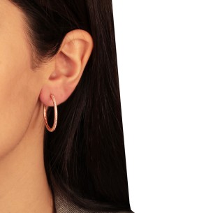 Ασημένια ρόζ σκουλαρίκια tennis huggies Κρίκοι 26.00mm