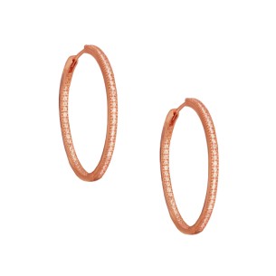 Ασημένια ρόζ σκουλαρίκια tennis huggies Κρίκοι 28.00mm