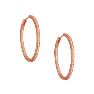 Ασημένια ρόζ σκουλαρίκια tennis huggies Κρίκοι 28.00mm