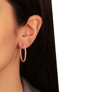 Ασημένια ρόζ σκουλαρίκια tennis huggies Κρίκοι 28.00mm