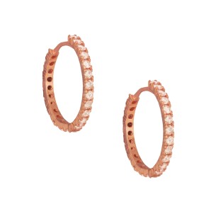 Ασημένια ρόζ σκουλαρίκια huggies Κρίκοι 22.00mm