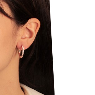 Ασημένια ρόζ σκουλαρίκια huggies Κρίκοι 22.00mm
