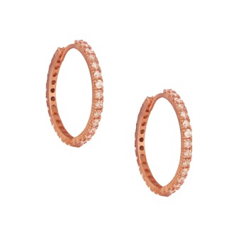 Ασημένια ρόζ επιχρυσωμένα σκουλαρίκια huggies Κρίκοι 25.00mm