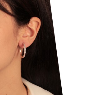 Ασημένια ρόζ επιχρυσωμένα σκουλαρίκια huggies Κρίκοι 25.00mm