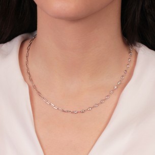 Ασημένιο κολιέ Σετ Αλυσίδα Μονόπετρα