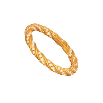 Ασημένιο επίχρυσο δαχτυλίδι Στριφτή Βέρα