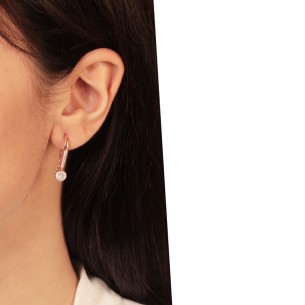 Ασημένια ρόζ σκουλαρίκια Γάντζοι Δίσκοι