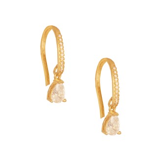 Ασημένια επίχρυσα σκουλαρίκια Γάντζοι Σταγόνες