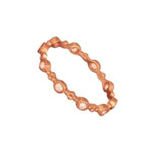 Ασημένιο ρόζ επιχρυσωμένο δαχτυλίδι Ολόβερο Μονόπετρα