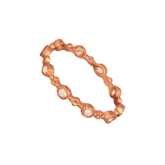 Ασημένιο ρόζ επιχρυσωμένο δαχτυλίδι Ολόβερο Μονόπετρα