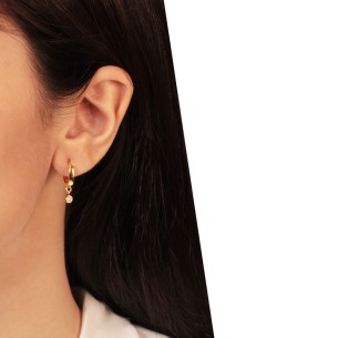 Ασημένια επίχρυσα σκουλαρίκια huggies Κρίκοι