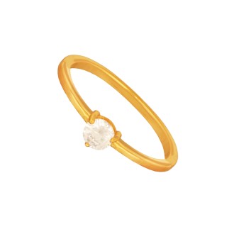 Ασημένιο επίχρυσο δαχτυλίδι Βέρα Μονόπετρο