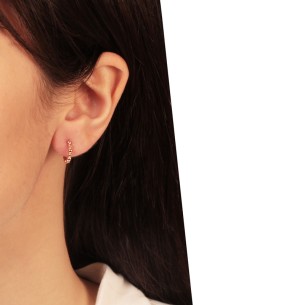 Ασημένια ρόζ σκουλαρίκια huggies Κρίκοι 12.00mm