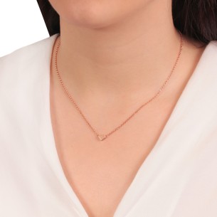 Ασημένιο ρόζ επιχρυσωμένο κολιέ Καρδιά