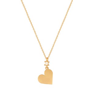 Γυναικείο χρυσό 9k κολιέ Μονόπετρο Καρδιά