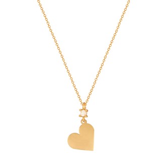 Γυναικείο χρυσό 9k κολιέ Μονόπετρο Καρδιά
