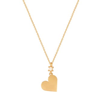 Γυναικείο χρυσό 9k κολιέ Μονόπετρο Καρδιά