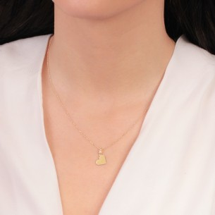 Γυναικείο χρυσό 9k κολιέ Μονόπετρο Καρδιά