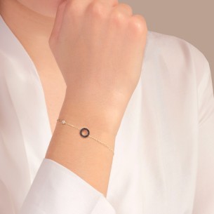 Γυναικείο χρυσό 9k βραχιόλι Κύκλος Μονόπετρο