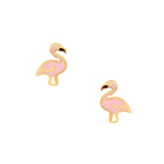 Παιδικά χρυσά 9k σκουλαρίκια Φλαμίνγκο