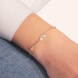 Παιδικό χρυσό 9k βραχιόλι Ουράνιο Τόξο Γούρια