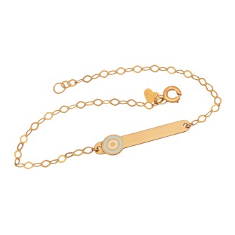 Χρυσό 9k βραχιόλι Αλυσίδα Ταυτότητα Μάτι