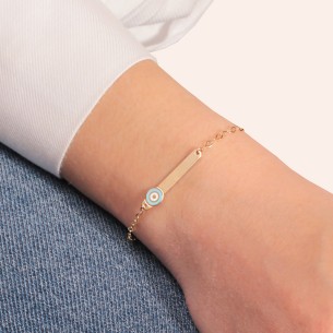 Χρυσό 9k βραχιόλι Αλυσίδα Ταυτότητα Μάτι