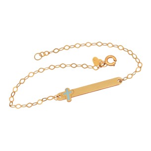 Χρυσό 9k βραχιόλι Αλυσίδα Ταυτότητα Σταυρός