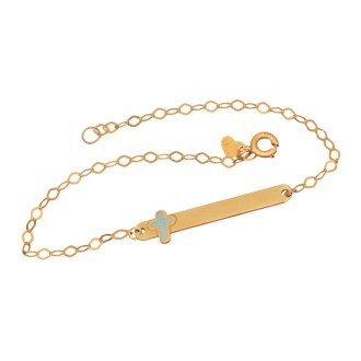 Χρυσό 9k βραχιόλι Αλυσίδα Ταυτότητα Σταυρός