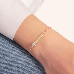 Χρυσό 9k βραχιόλι Αλυσίδα Ταυτότητα Σταυρός