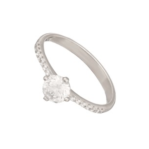 Γυναικείο λευκόχρυσο 14k δαχτυλίδι Μονόπετρο