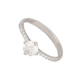 Γυναικείο λευκόχρυσο 14k δαχτυλίδι Μονόπετρο