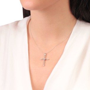 Λευκόχρυσος 14k Γυναικείος Σταυρός
