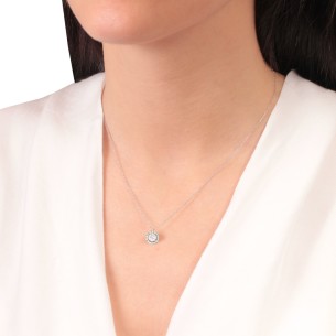 Γυναικείο λευκόχρυσο 14k κολιέ Ροζέττα