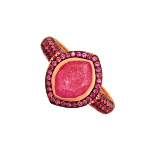 Ασημένιο ρόζ επιχρυσωμένο δαχτυλίδι Ροζέτα