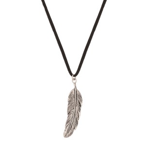 Κολιέ κορδόνι ασημένιο επιπλατινωμένο Φτερό
