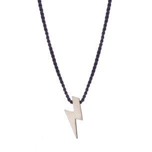 Κολιέ κορδόνι ασημένιος επιπλατινωμένος Κεραυνός