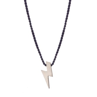 Κολιέ κορδόνι ασημένιος επιπλατινωμένος Κεραυνός