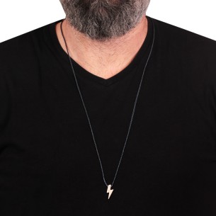 Κολιέ κορδόνι ασημένιος επιπλατινωμένος Κεραυνός