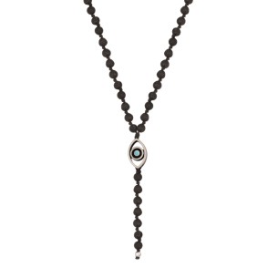 Κολιέ Ροζάριο πέτρες Λάβα ασημένιο Μάτι