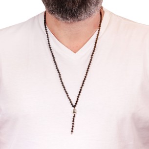 Κολιέ Ροζάριο πέτρες Λάβα ασημένιο Μάτι