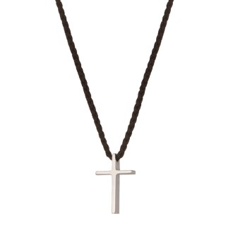 Κολιέ κορδόνι ασημένιος Σταυρός