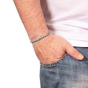 Βραχιόλι κορδόνι ασημένιο Μάτι Τιρκουάζ