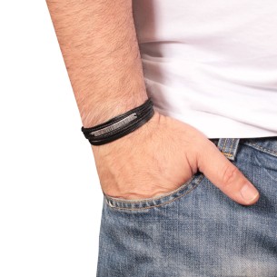 Βραχιόλι κορδόνια ασημένια Μπάρα Ταυτότητα