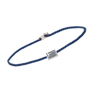 Βραχιόλι κορδόνι ασημένια Ελληνική Σημαία